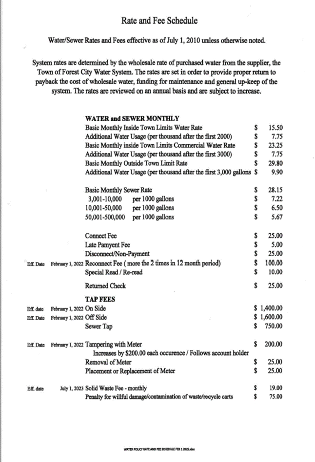 RATE AND FEES